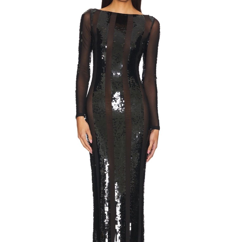 Retrofete Black Sequin Maxi Dress